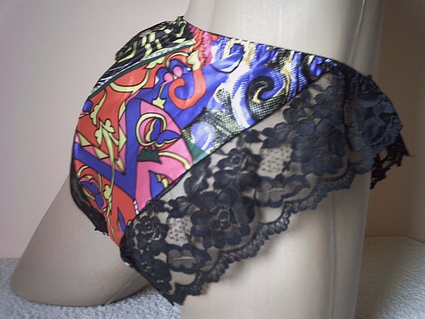 Silky Bold Satin High Leg French Style Panty Flirty Frilly Knickers 38/