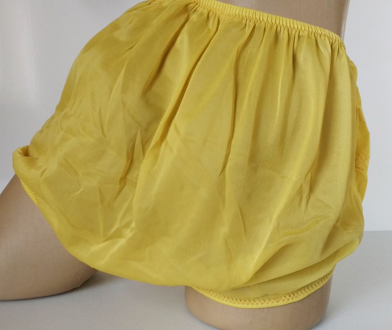Sheer Bubble Bum Mustard / Gold Nylon Pinup Panties Full Cut Knickers