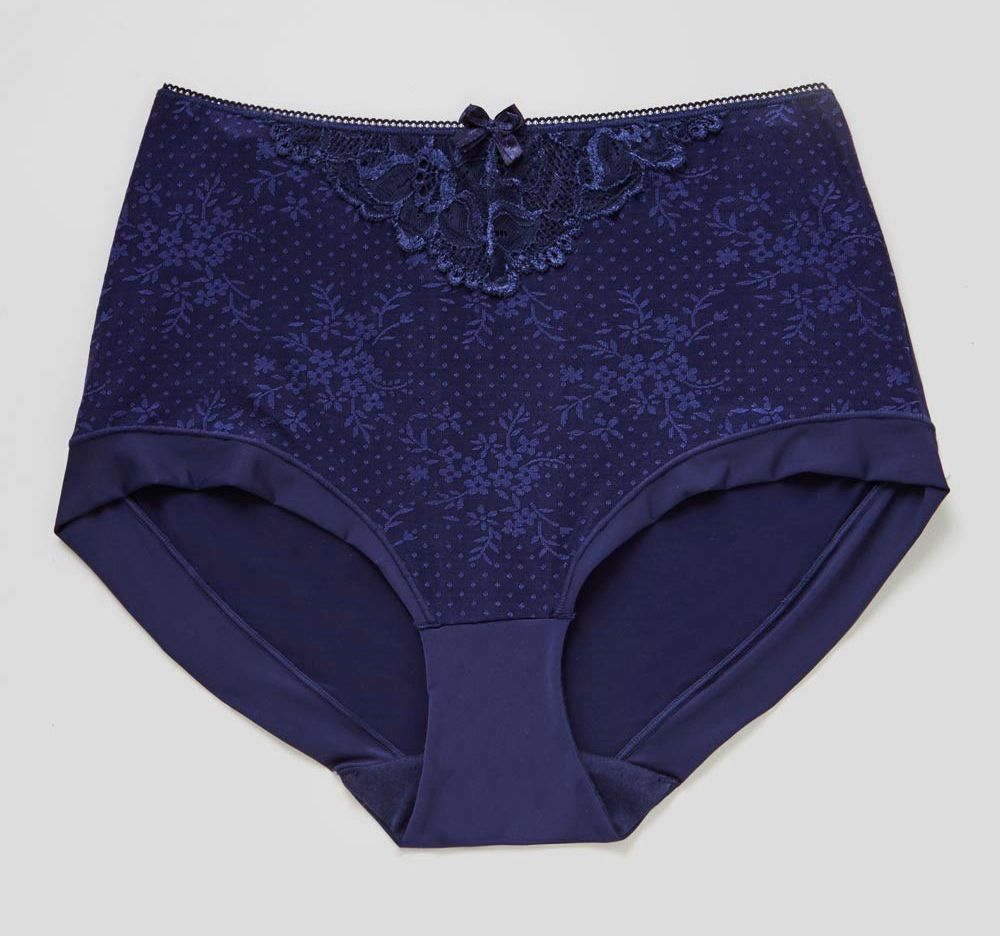 Silky Navy High Waist Buttery Microfibre Panties Full Brief Knickers 20
