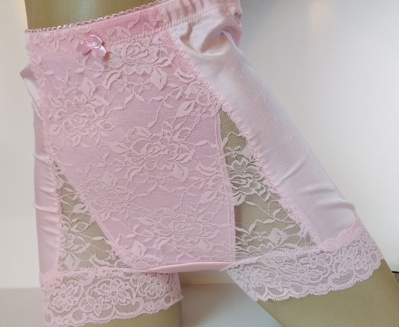 Ladies Pink Pin Up High Waist Lace Full Brief Panties Knickers 1