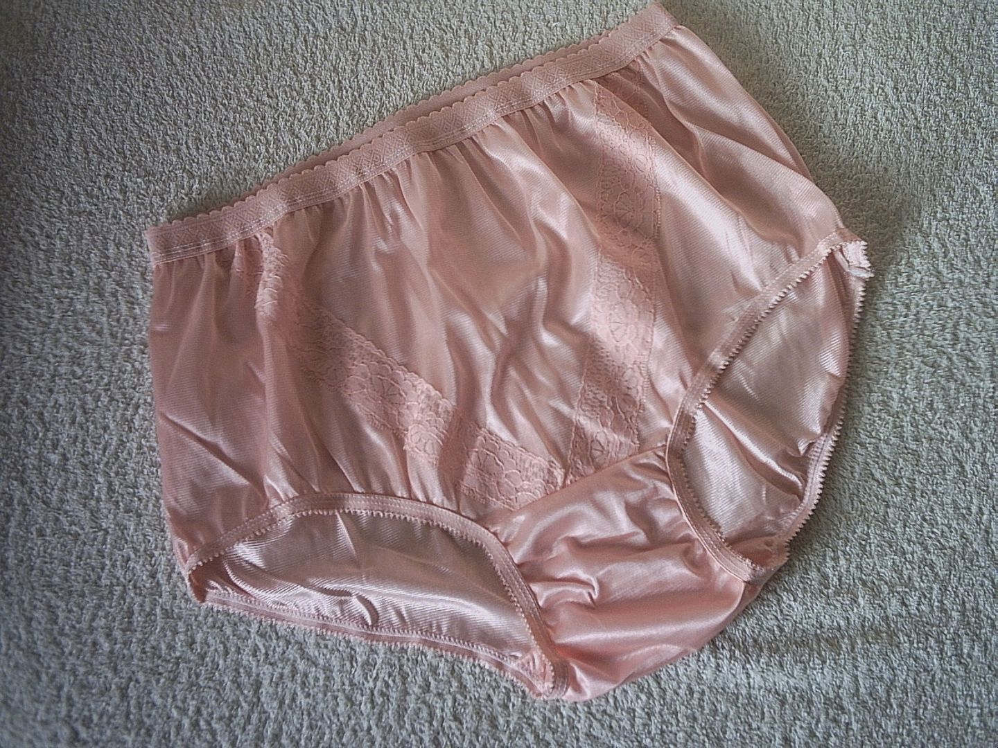 Peach Apricot Silky Nylon V Lace Vintage Pinup Style Panties 50 Xl Xxl