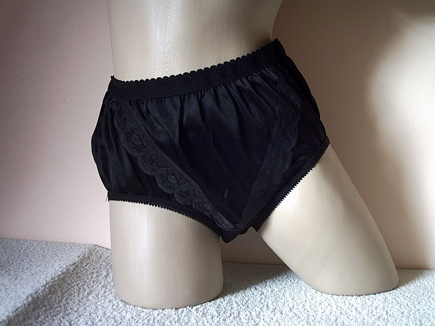 Silky Black ALL Nylon Vintage Style Pinup Panties L eBay