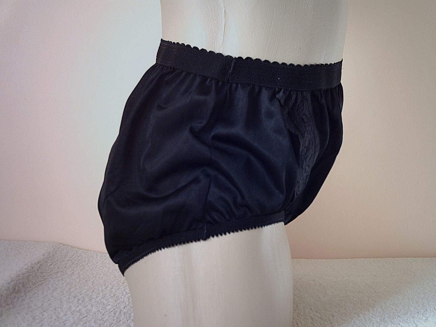 Silky Black ALL Nylon Vintage Style Pinup Panties L eBay