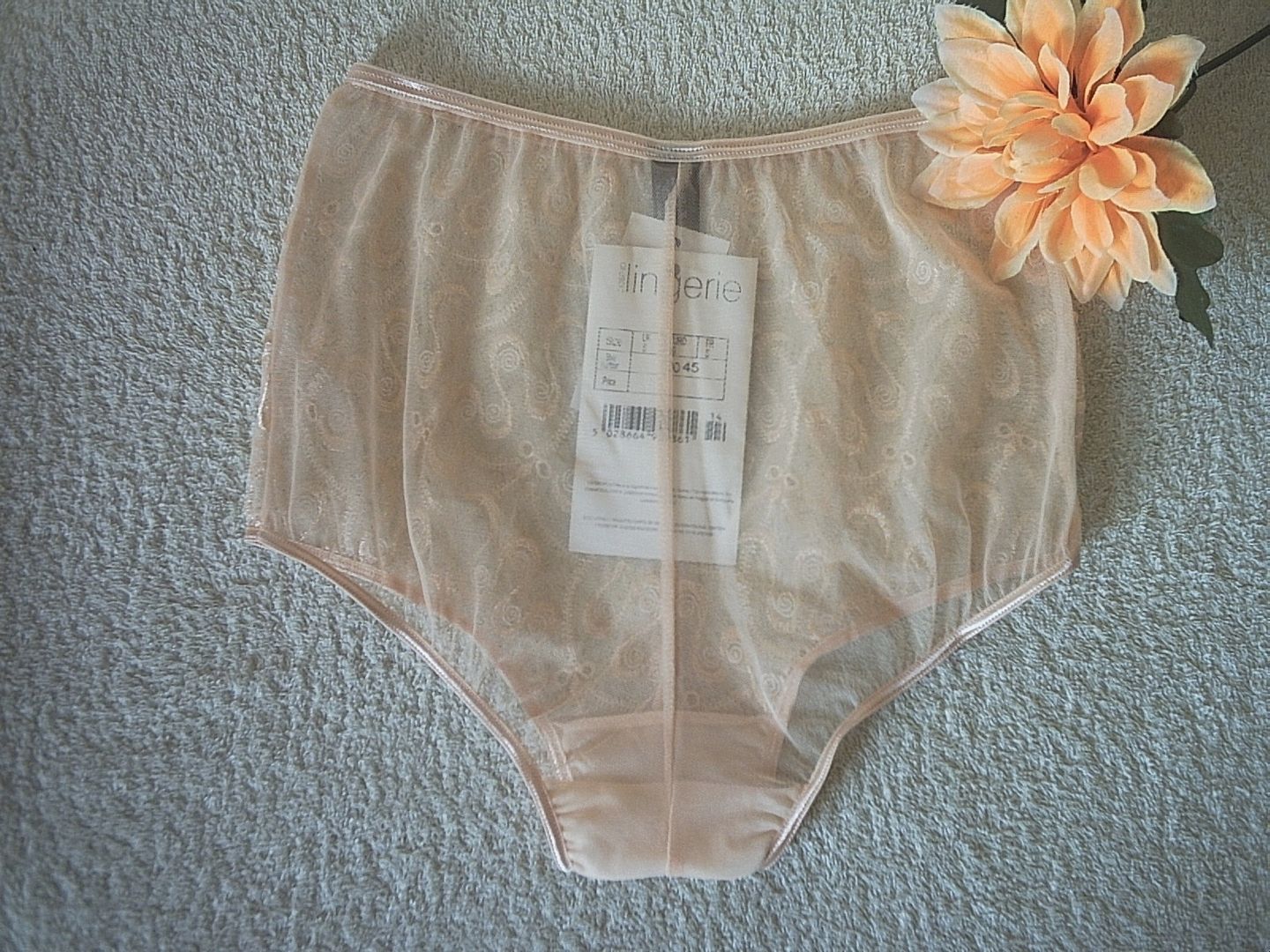 Pretty Peach Sheer Full Back Pinup Style Panties Knickers S Ebay