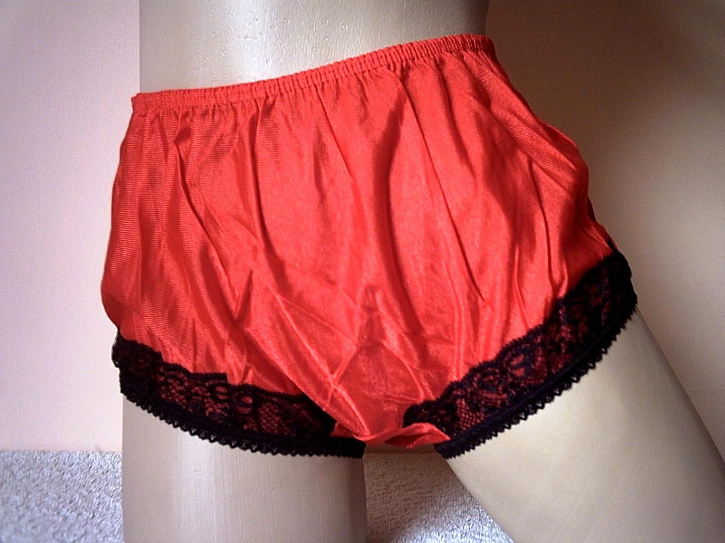 Ladies Sheer Red Nylon Full Cut Pinup Brief Panties Frilly Knickers Large Ebay