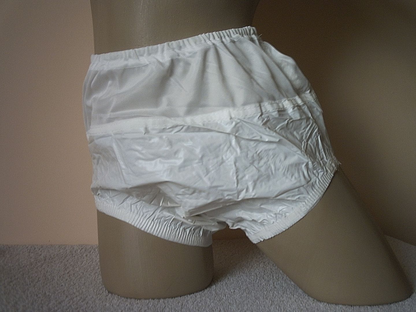 White Full Cut Pull On Plastic & Polyester Mix Incontinence Pants ...
