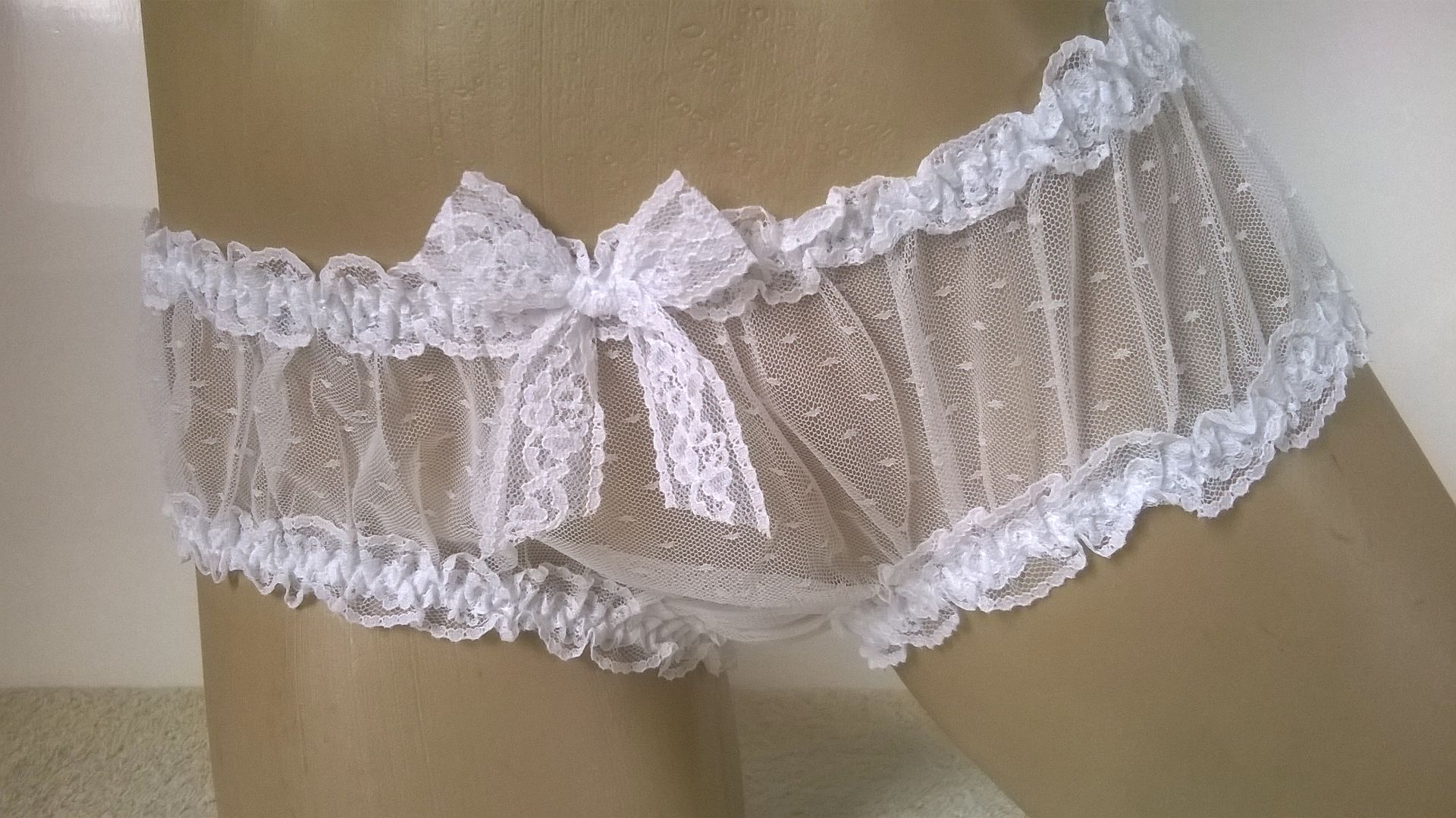 Classic Sissy White Sheer Lace Panties Frilly Frou Frou Knickers Xs 8 Ebay