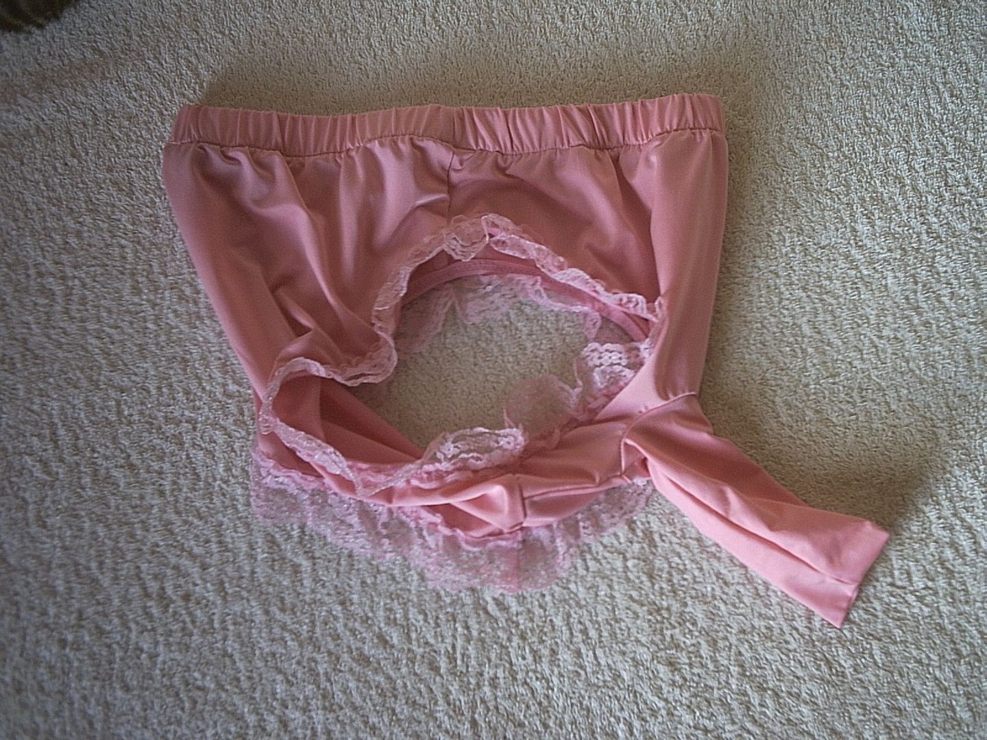 Men's Sissy Baby Pink Silky Stretch Sleeved Panties Cute Frilly
