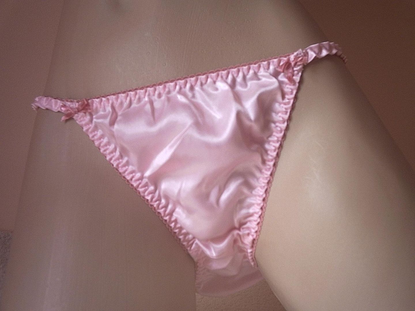 Pink satin bikini with Pink satin bikini late