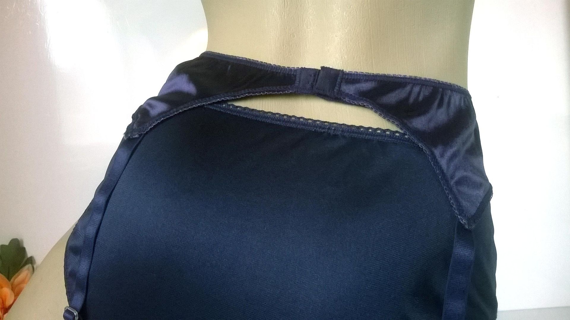 Silky Navy Blue garter Suspender belt 4 Strap Adjustable 3032" Waist