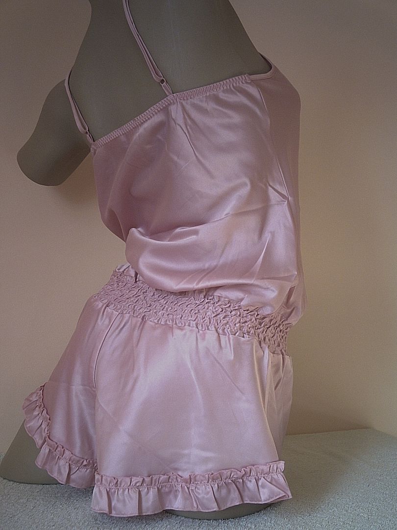 Gorgeous Cute Baby Pink Satin Frilly Shorty Cami Knickers Playsiut S