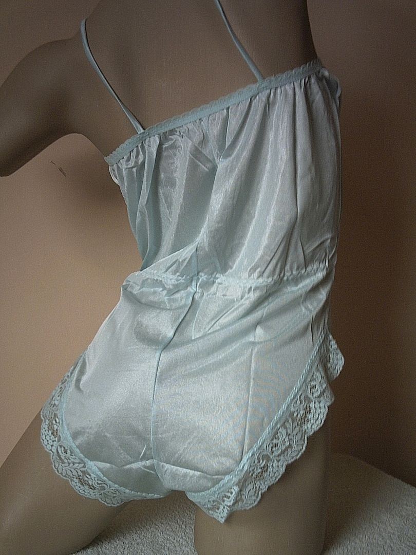 Cute Vintage Minty Green All In One Teddy Lingerie Silky Nylon Lace
