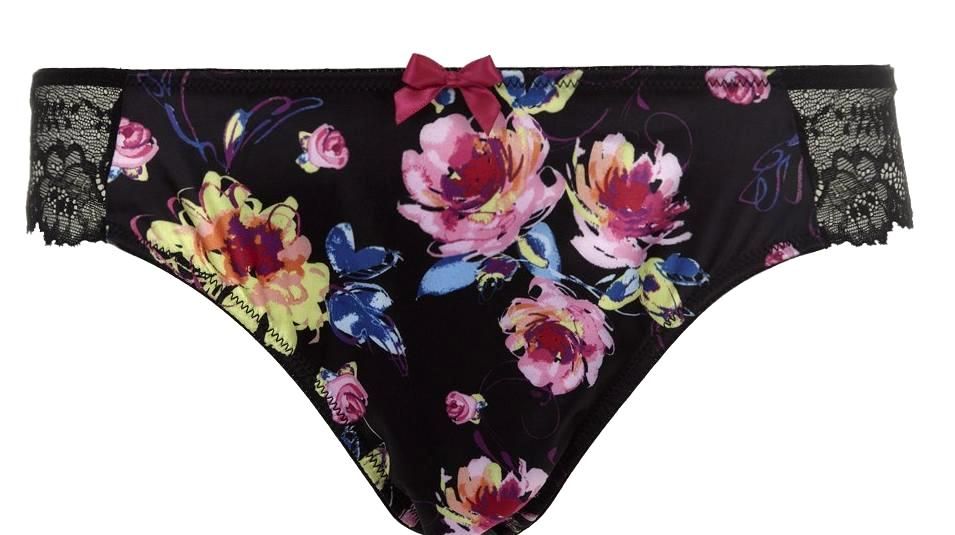 Pretty Black Floral Silky Satin High Leg Panties Knickers 14 eBay