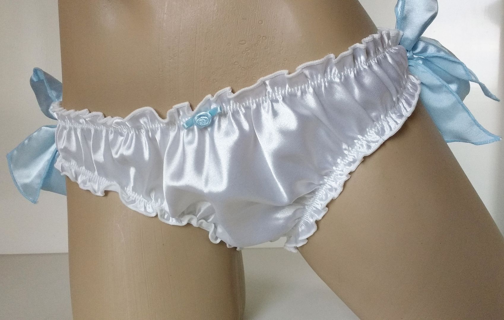 Luxury Bridal White Satin Silky Bikini Panties Frilly Sc