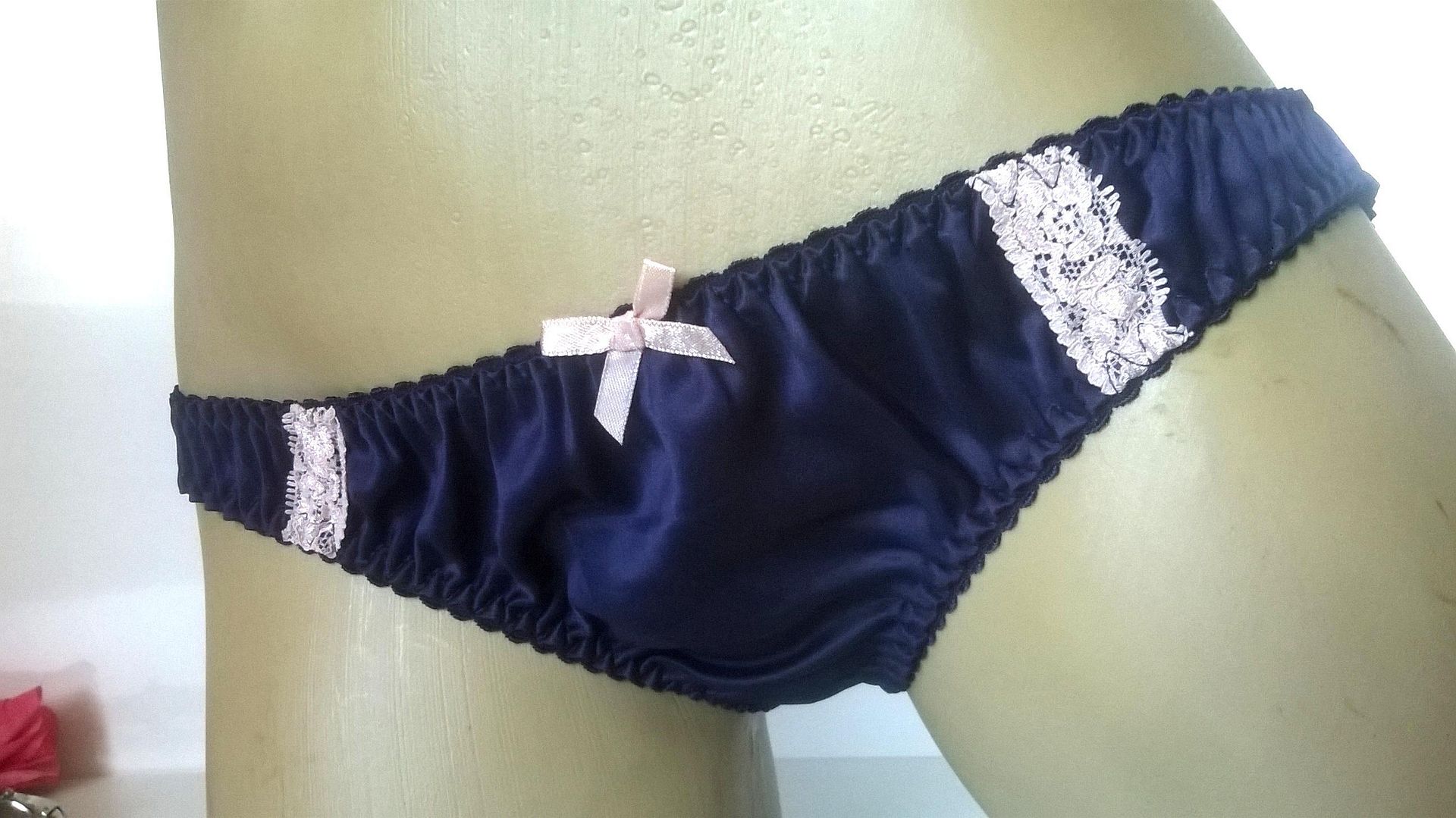 Navy Silky Satin Bikini Panties Knickers S 3446 Hips