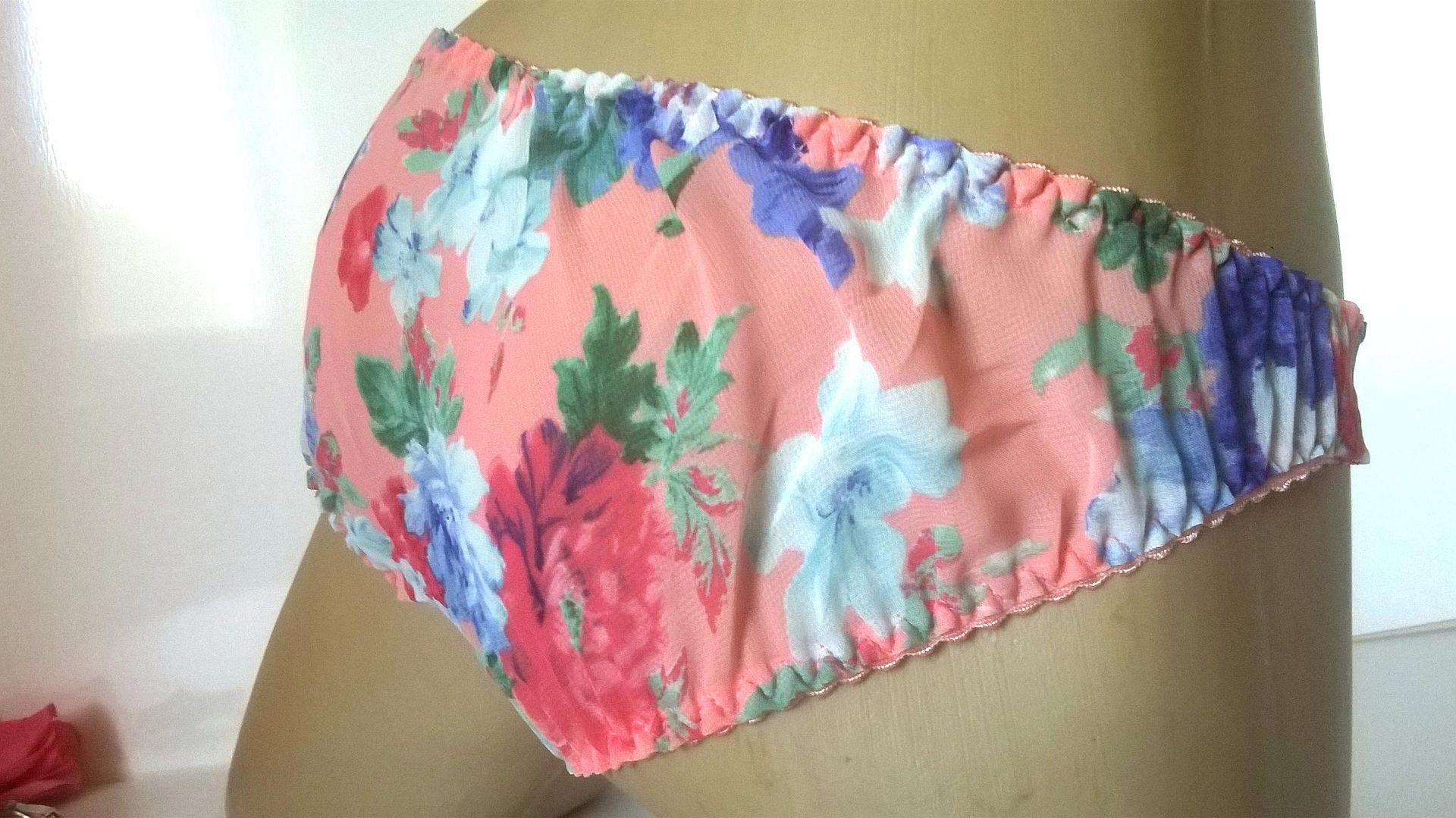 Cute Peach Floral Brief Panties Bikini Style Knickers M 3840" Hips* eBay