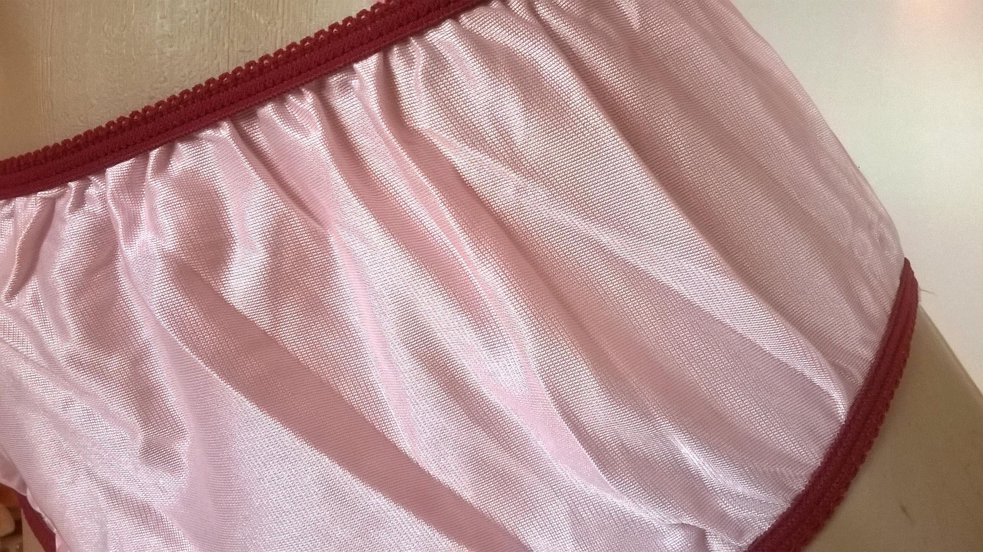 Vintage 70s Satin Look Nylon Bikini Brief Baby Pink Panties Knickers