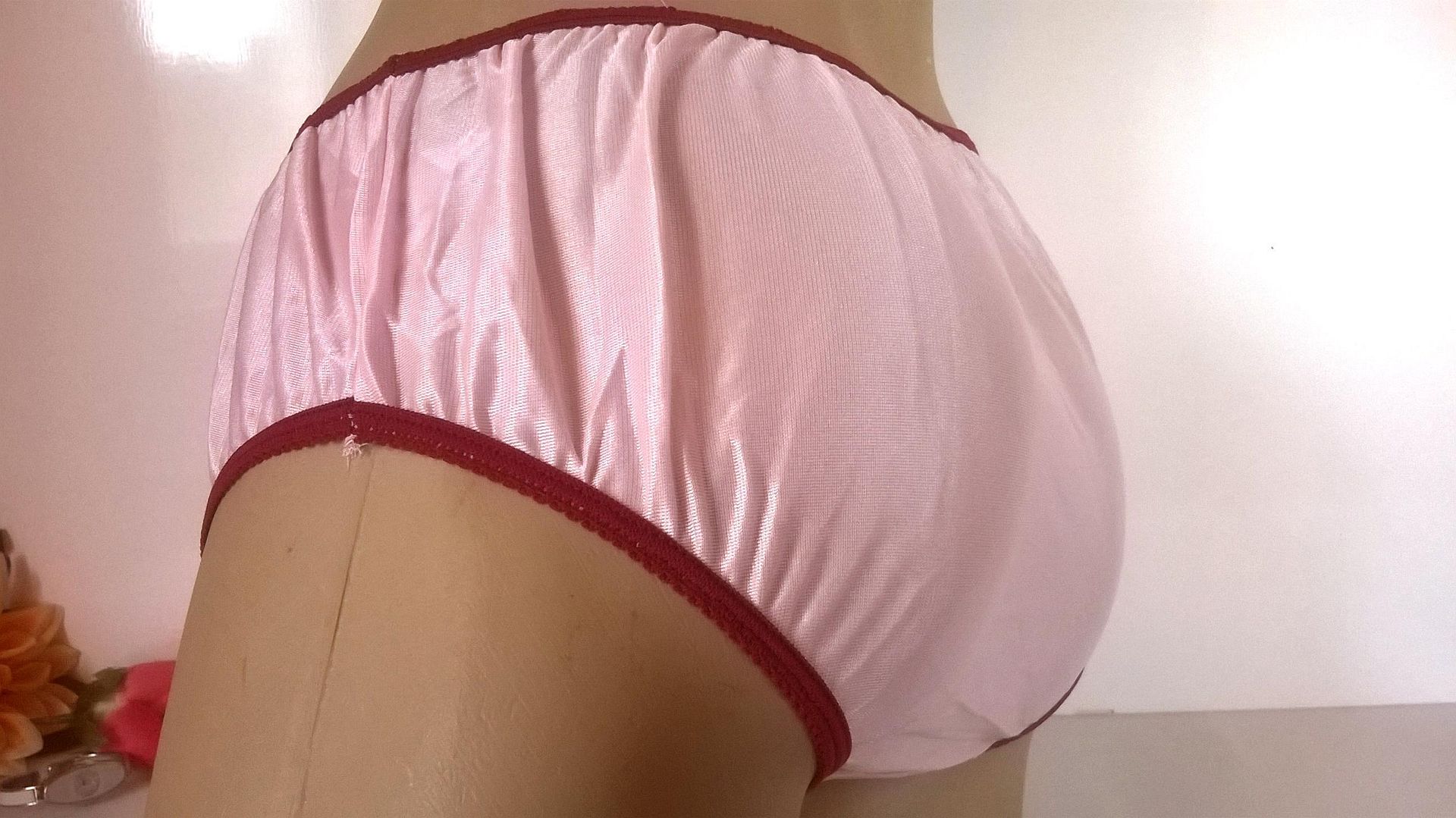 Vintage 70s Satin Look Nylon Bikini Brief Baby Pink Panties Knickers