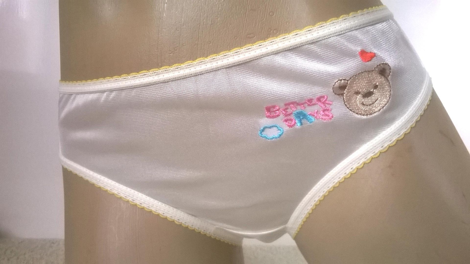 100 All Nylon Ivory Teddy Detail Retro Girls Bikini Panties Knickers Xs S Ebay