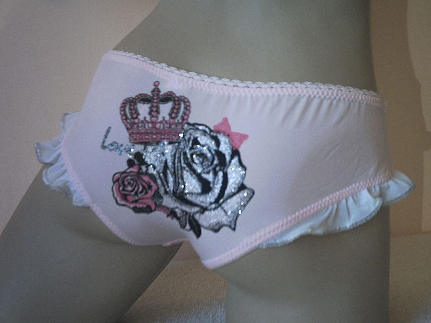 Gorgeous Cute Baby Pink Satin Frilly Shorty Cami Knickers Playsiut S