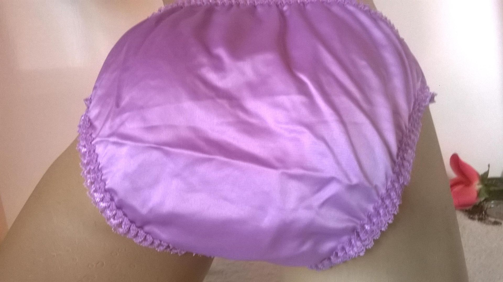 Cute Sissy Satin Lavender Bikini Panties Frilly Knickers L Ebay