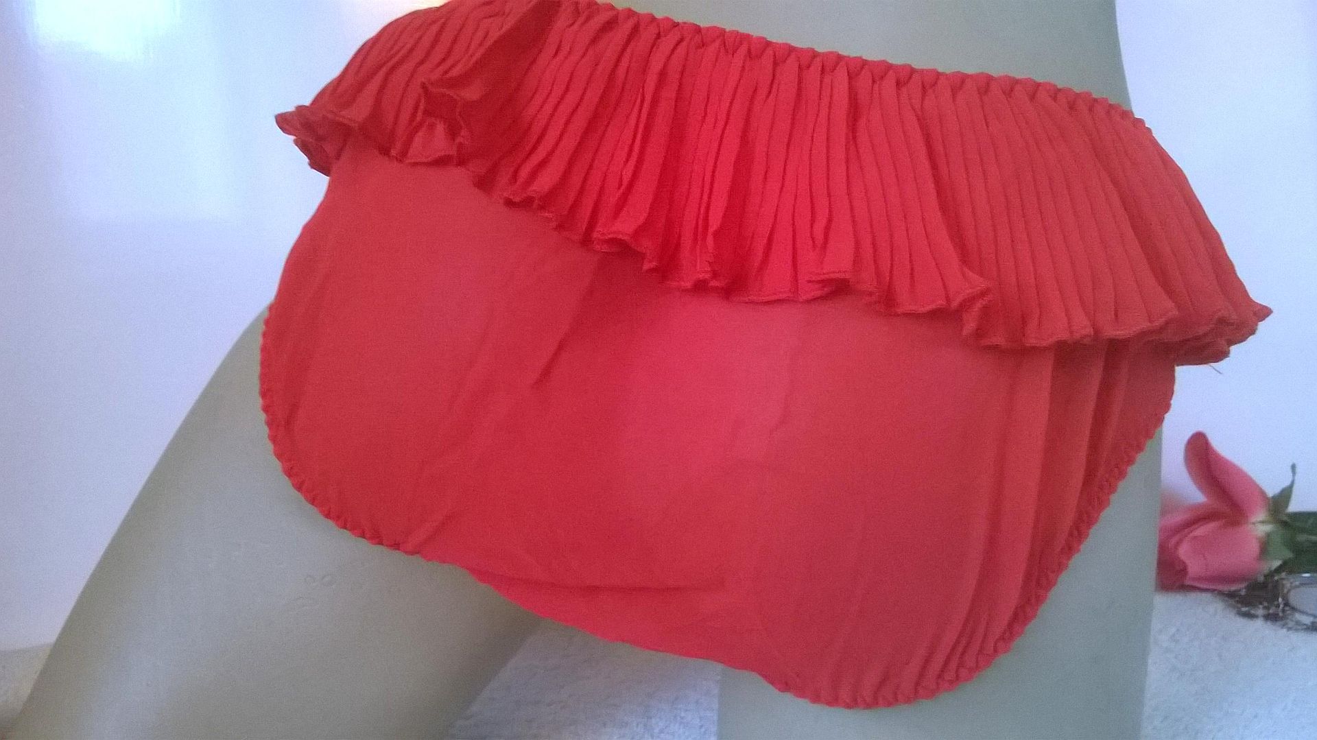 Pretty Red Sheer Pleated Panties Frilly Knickers S Ebay