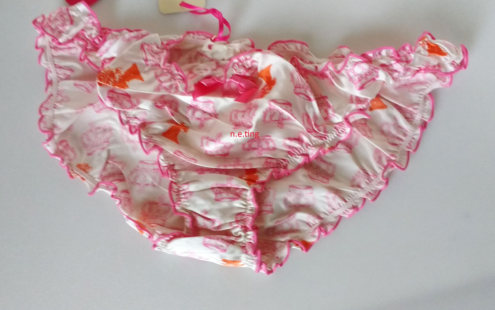 Pink Orange 100 Silk Satin Ruffled Panties Frilly Classic Bikini