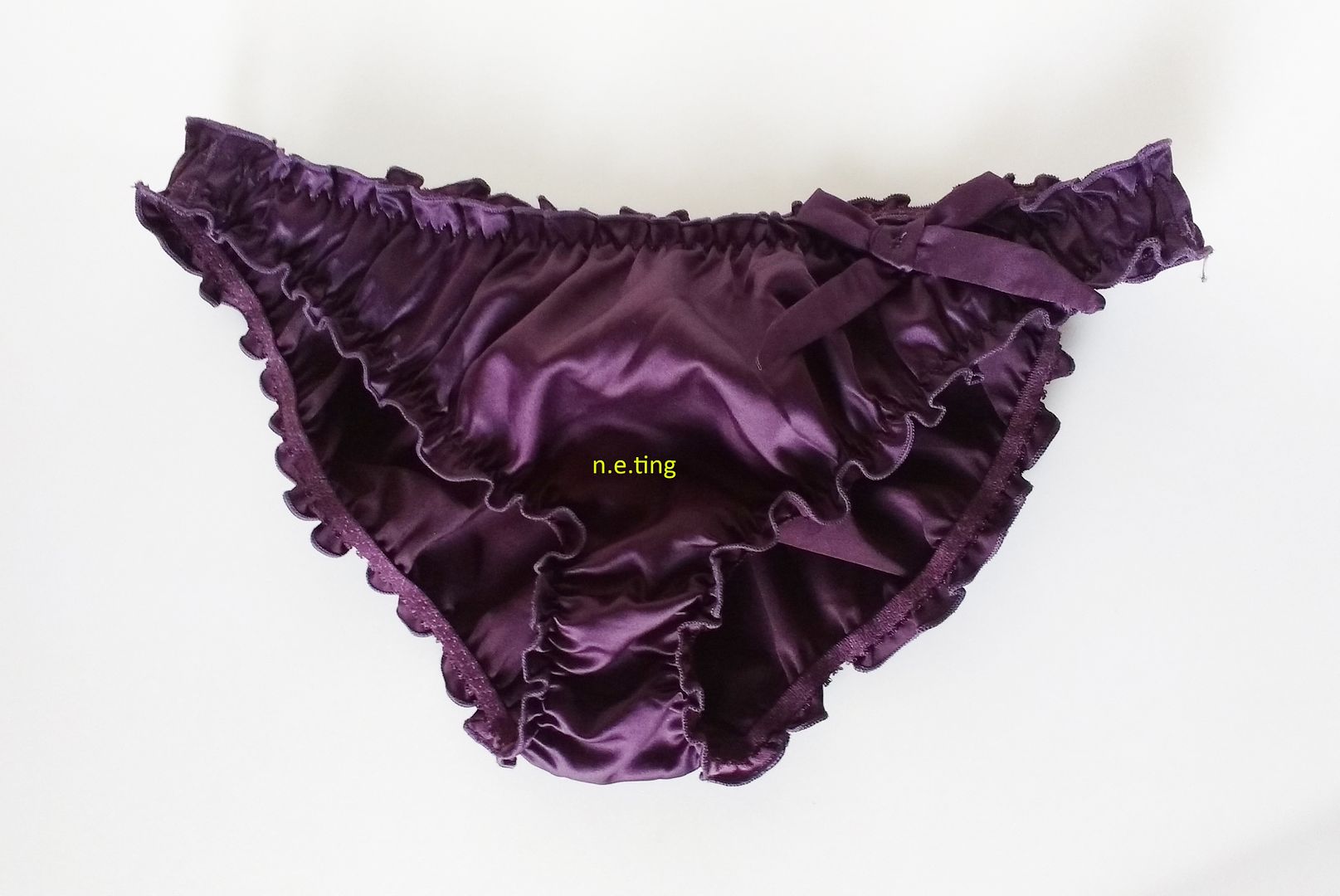 Cute Purple Satin Ruffled Panties Classic Frilly Bikini Knickers Small Ebay