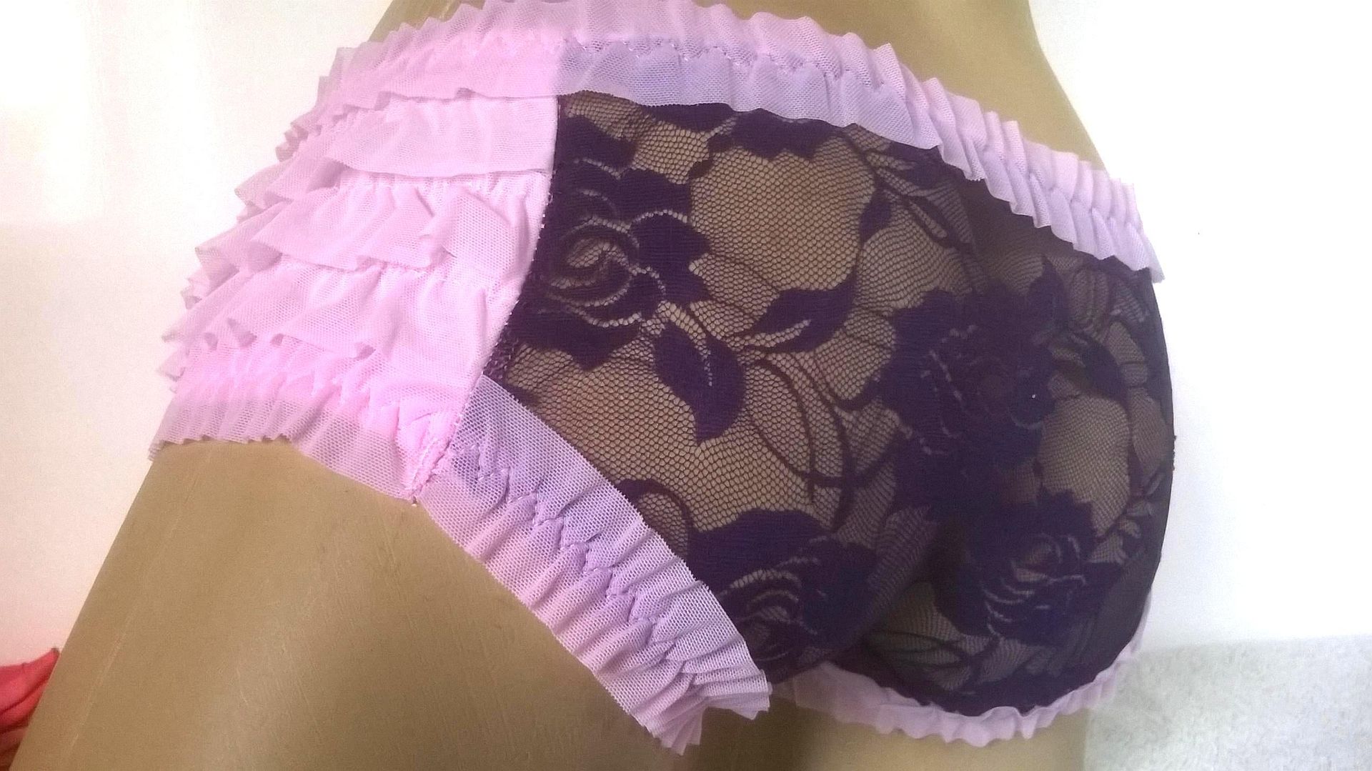 Cute Sissy Pink Ruffle Purple Lace Shorty Panties Frilly Knickers 3