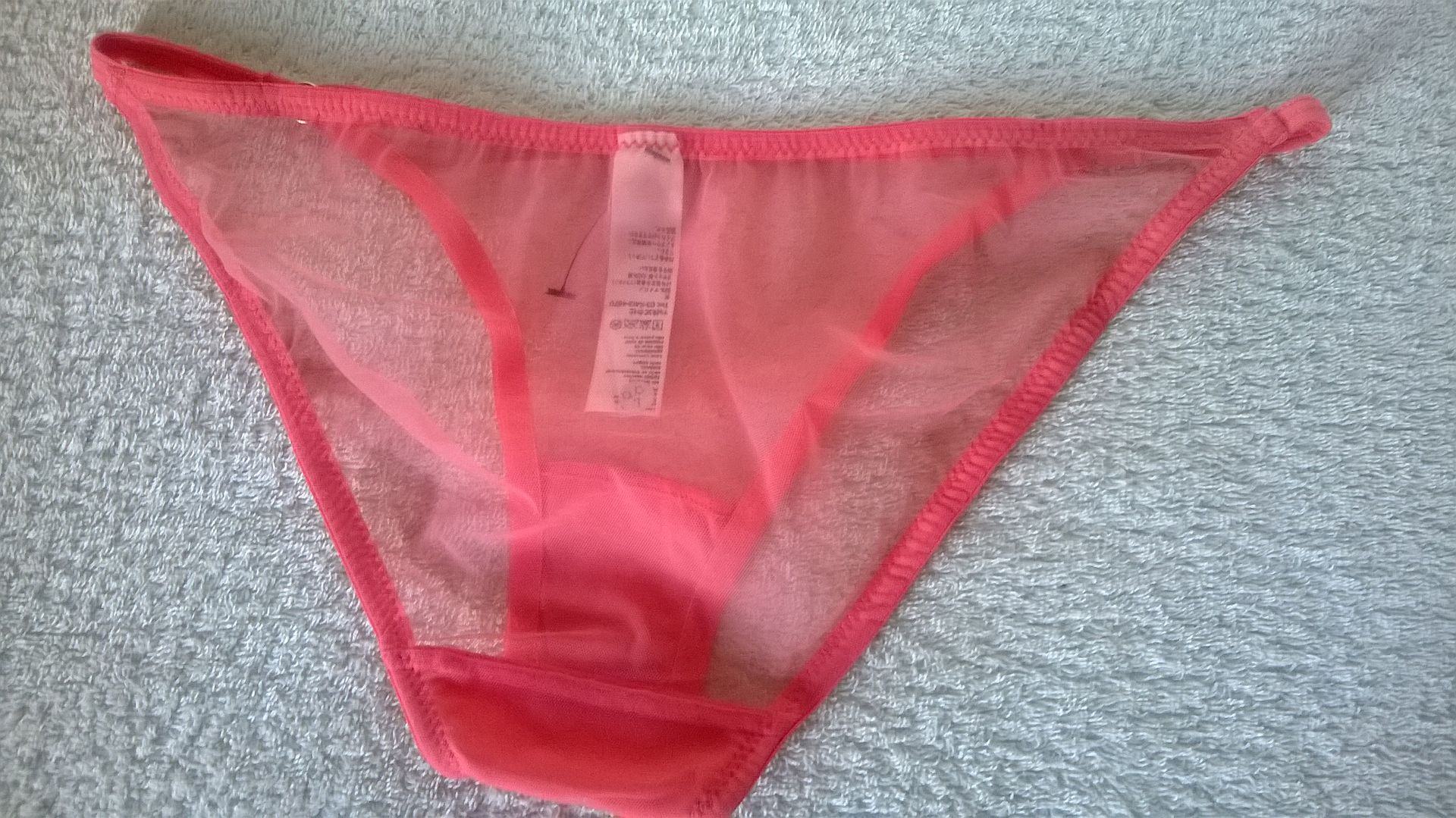 Ladies Naughty Pink Sheer String Bikini Hi Leg Panties Tanga Knickers M