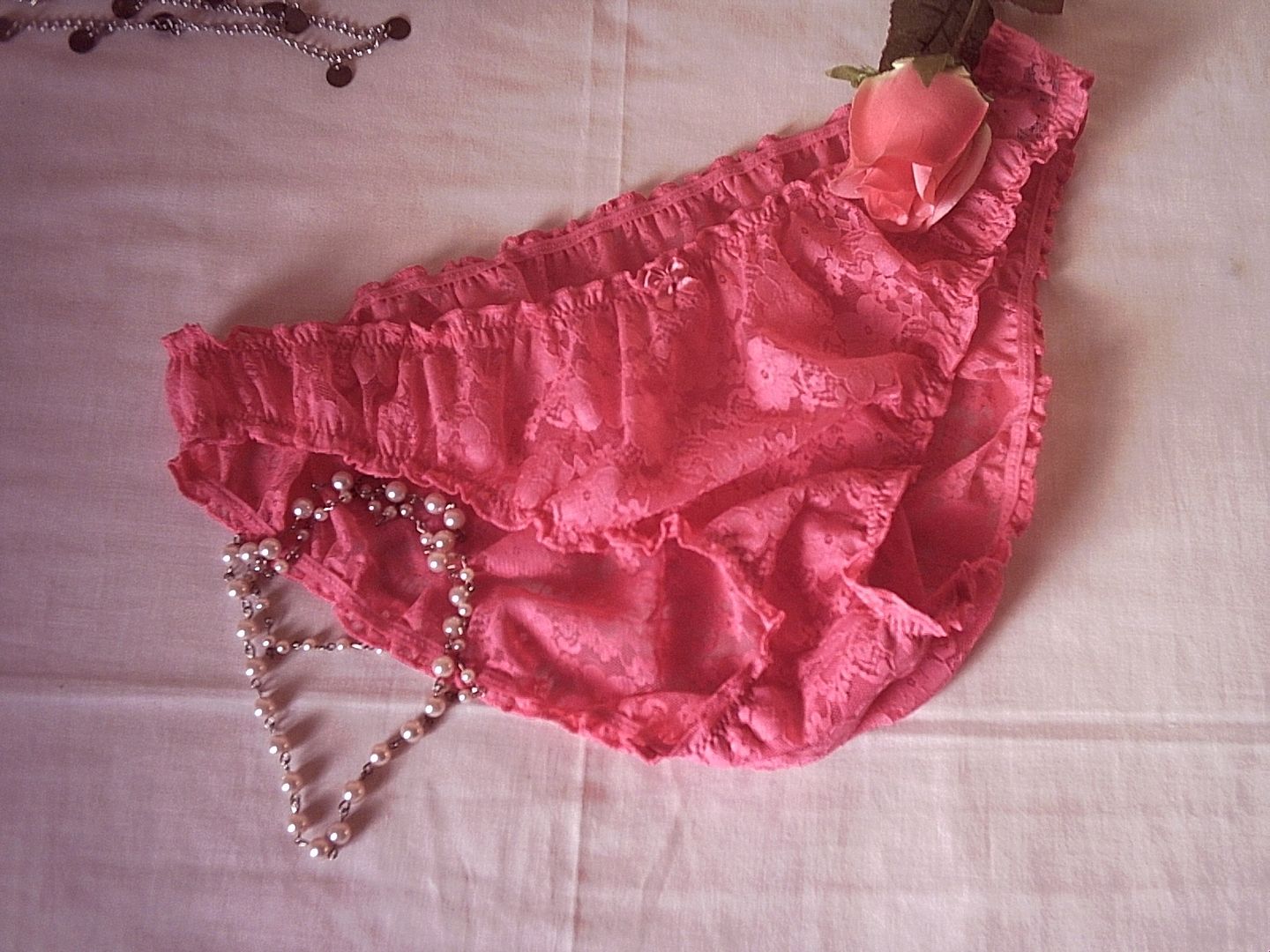 Pretty Cute Pink Ladies Lace Bikini Panties Frilly Knickers 18 5566