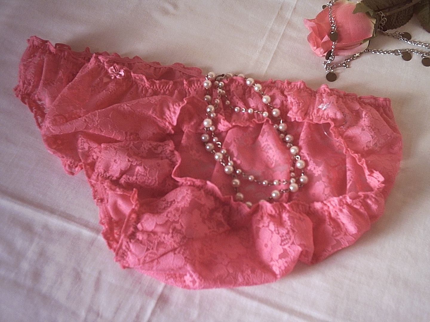 Pretty Pink Soft Lacy Mini Bikini Brief Panties Frilly Knickers 18