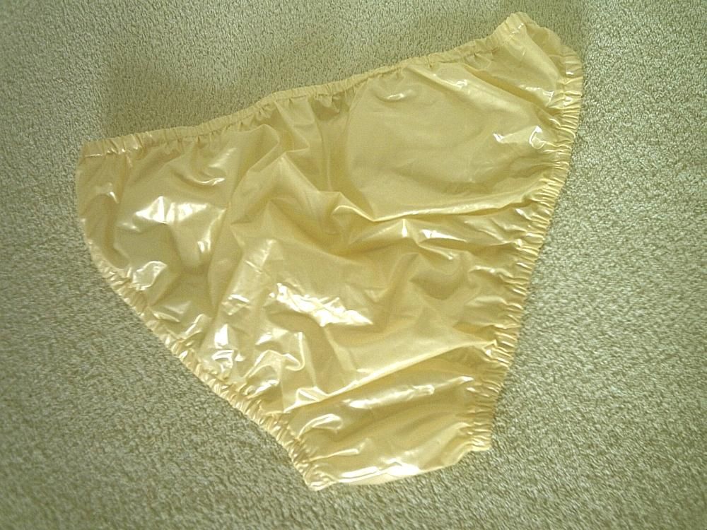 Adult Unisex Yellow High Leg Bikini Style Plastic Pvc Pants Panties