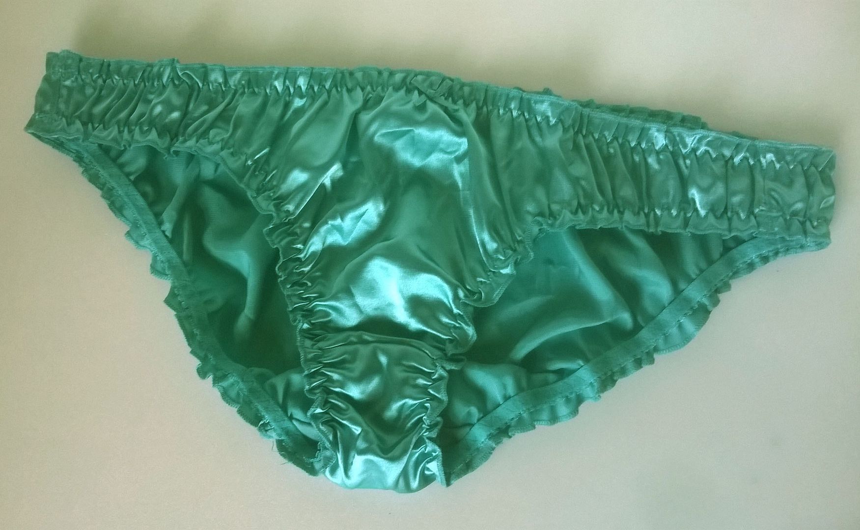 Silky Turquoise Satin Bikini Panties Frilly Ruffle Edge Knickers Uk