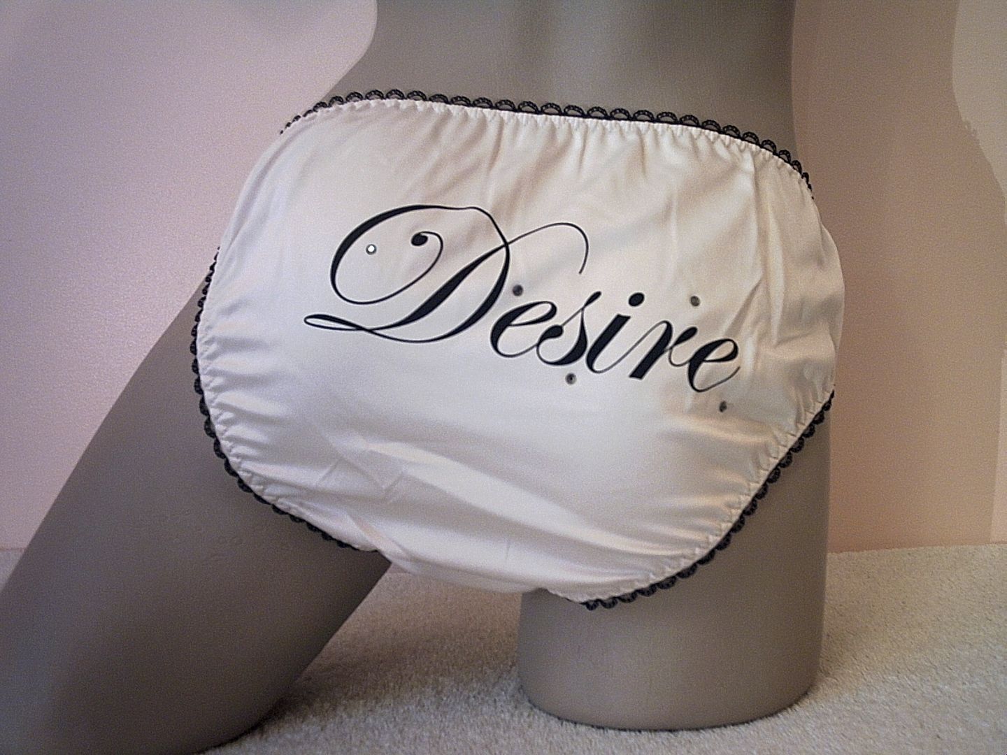 Ladies Girls Gorgeous Ivory Satin Mini Bikini Panties Frilly Knickers L