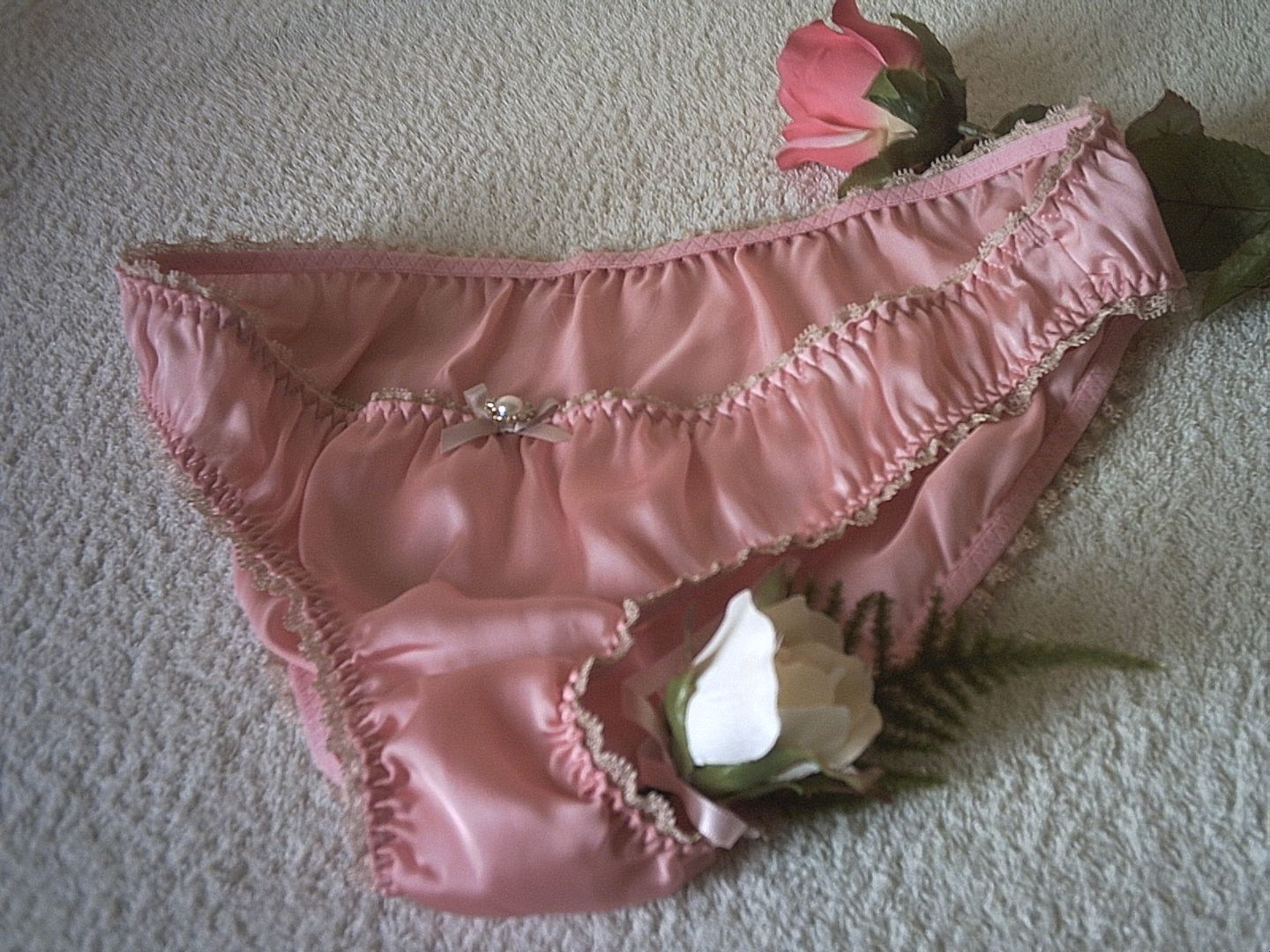 Cute Girls Bubblegum Pink Georgette Satin Bikini Panties Frilly Knickers S 5142