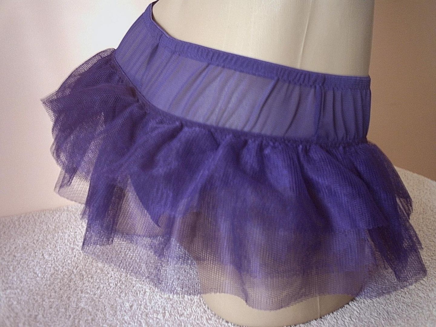 Purple Frilly Layered Sheer Bikini Brief Panty Mini Skirt Frilly