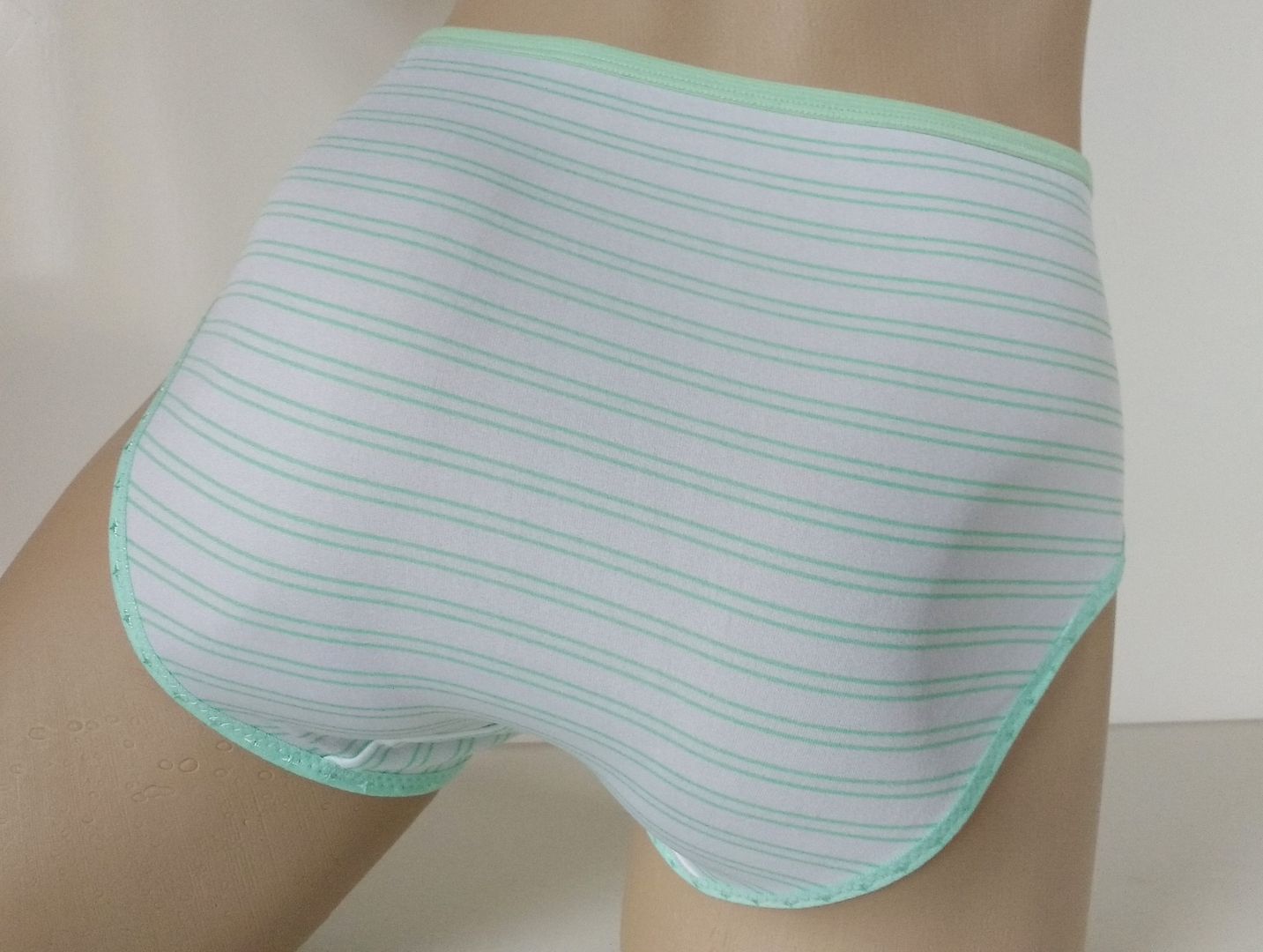 Pretty Pastel Green Stripe Brief Panties Stretch Microfibre Knickers Uk