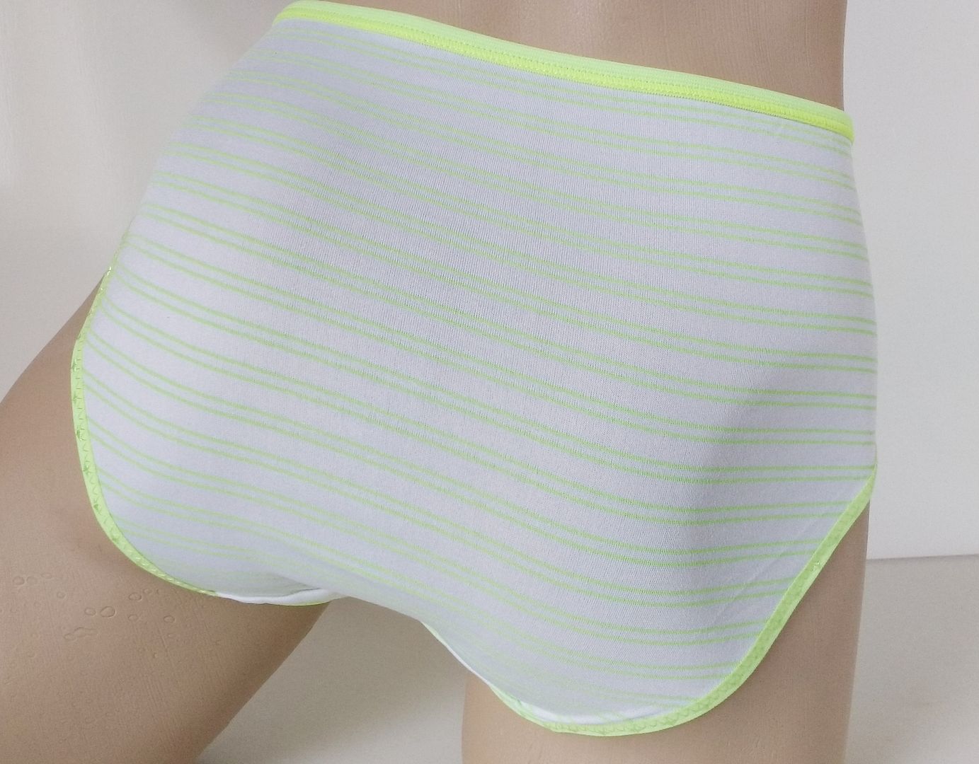 Pretty Lime Green Stripe Brief Panties Stretch Microfibre Knickers UK