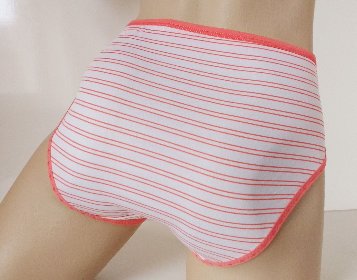 Pretty Orange Stripe Brief Panties Stretch Microfibre Knickers UK 1012
