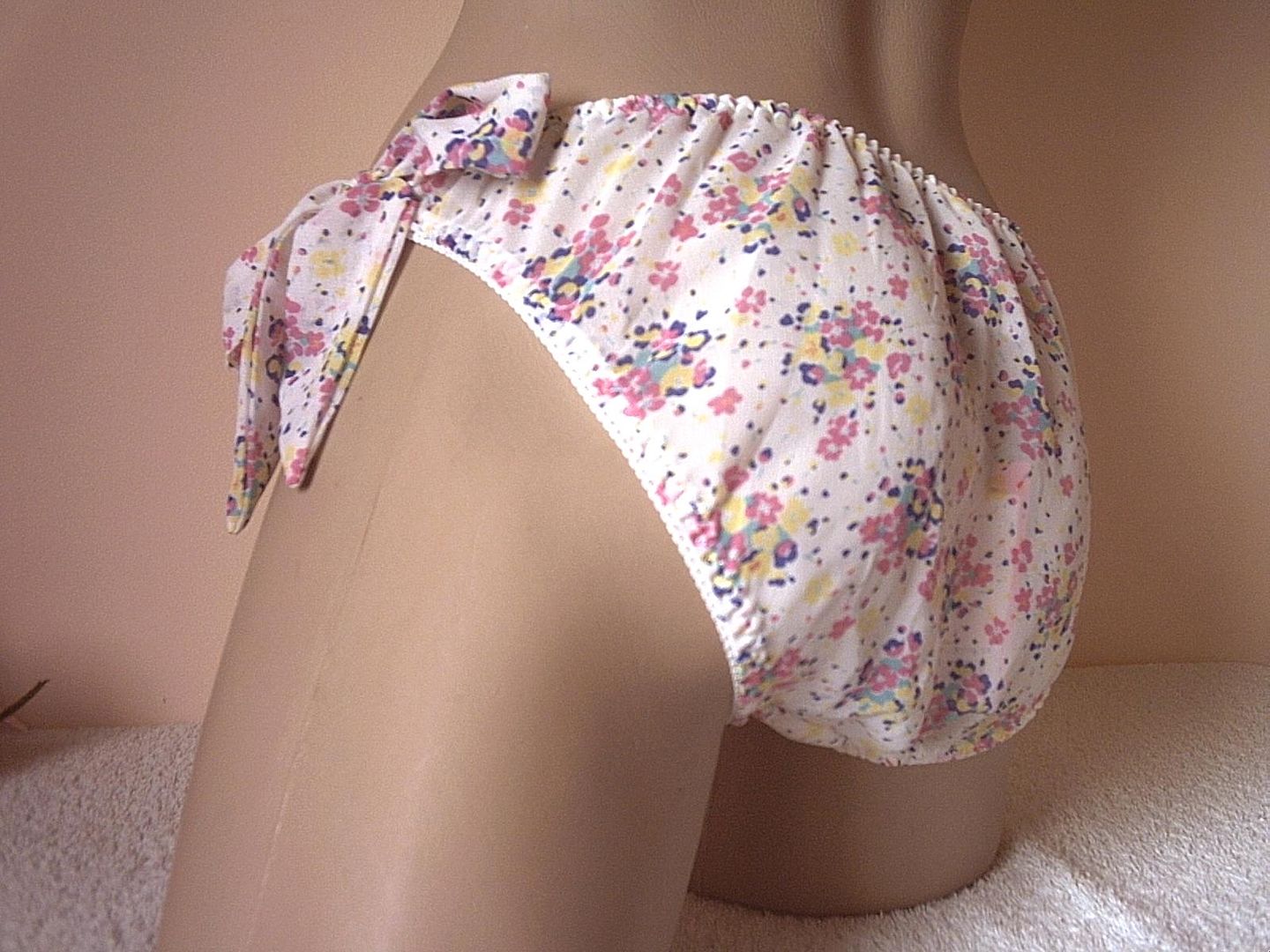Gorgeous Sissy Ivory Bikini Brief Panties - Pink Multi Floral Chiffon Knickers | eBay