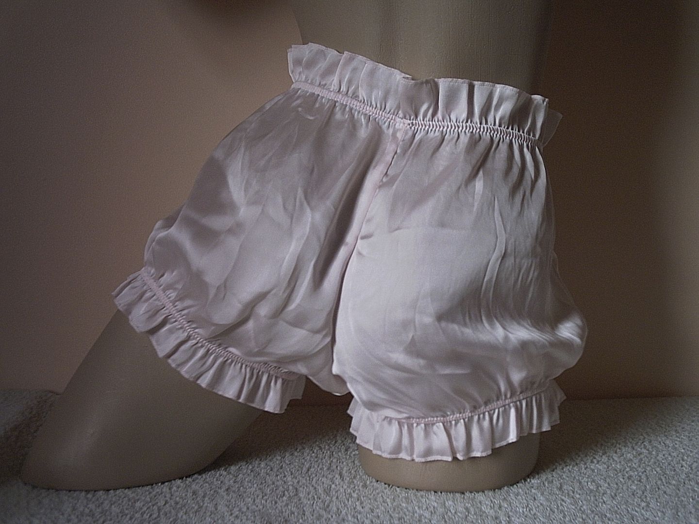 Cute Baby Pink Satin Bloomers Style Shorty Panties Frilly Knickers M