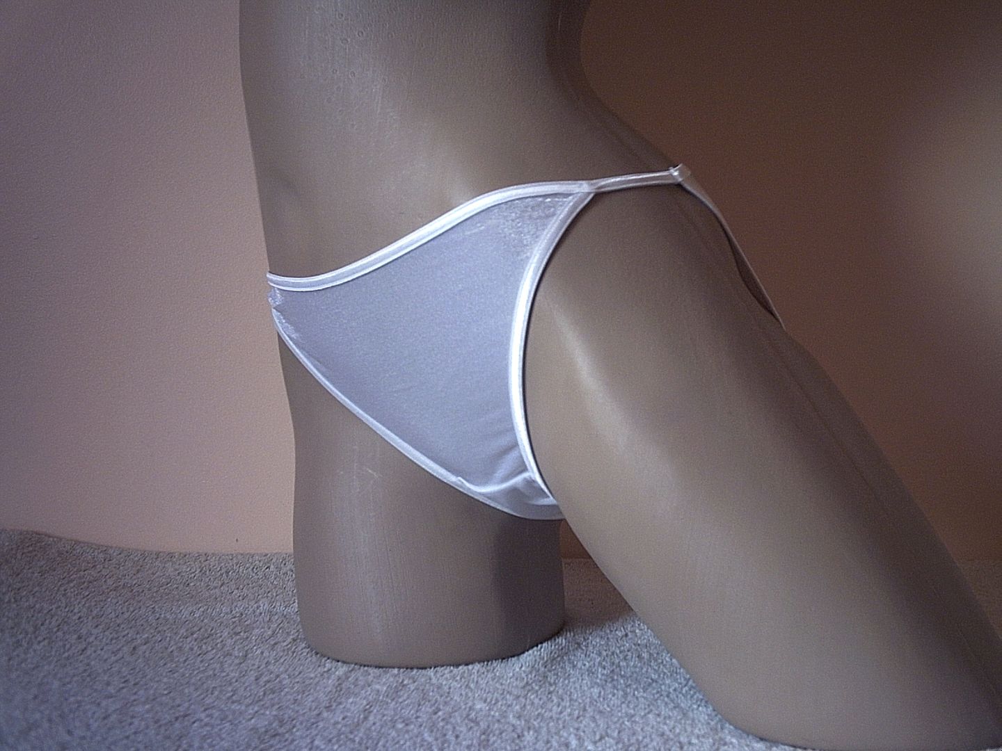 Silky White Shimmering String Bikini Panties