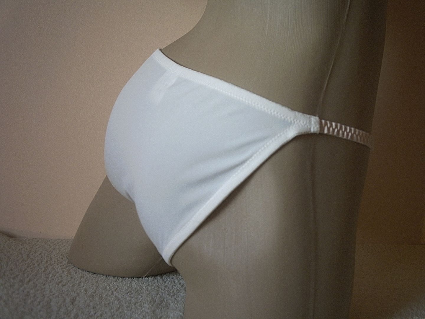 Ivory Pink Satin Look Smooth String Bikini Panties Tanga Lingerie