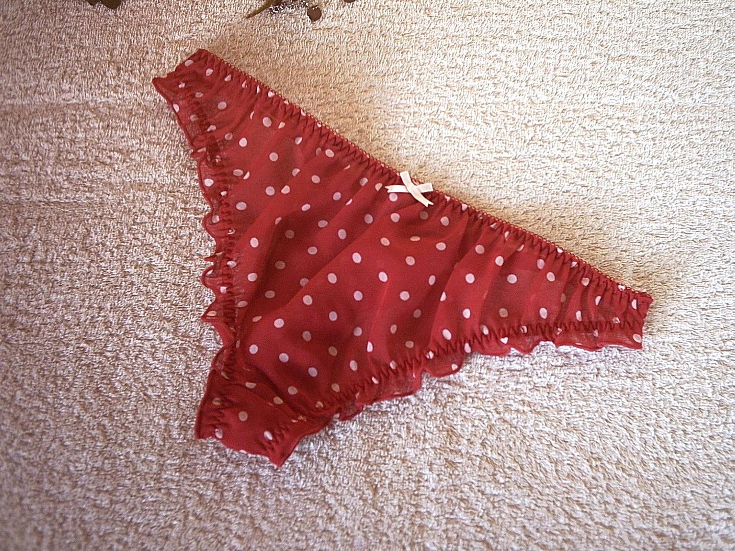 Red Polkadot String Bikini Panties Frilly Tanga Knickers 16