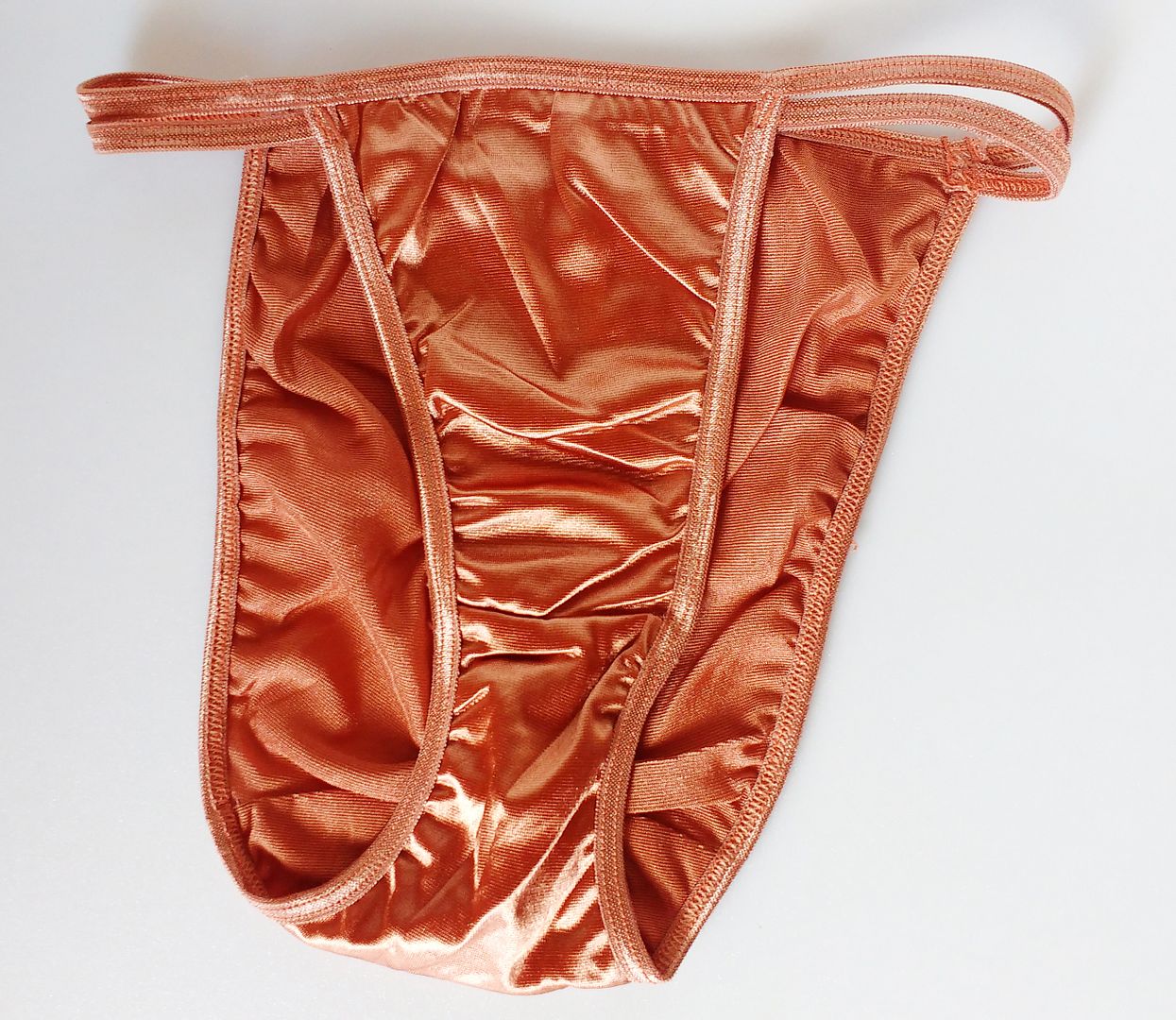 Copper Bronze Silky Shiny Nylon Satin String Bikini Panties Tanga