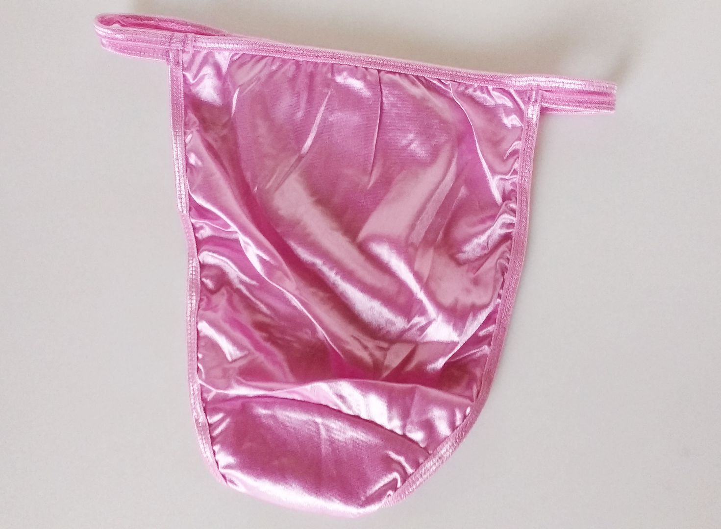 Lilly Pink Shiny Nylon Satin String Bikini Panties Tanga Knickers UK 8