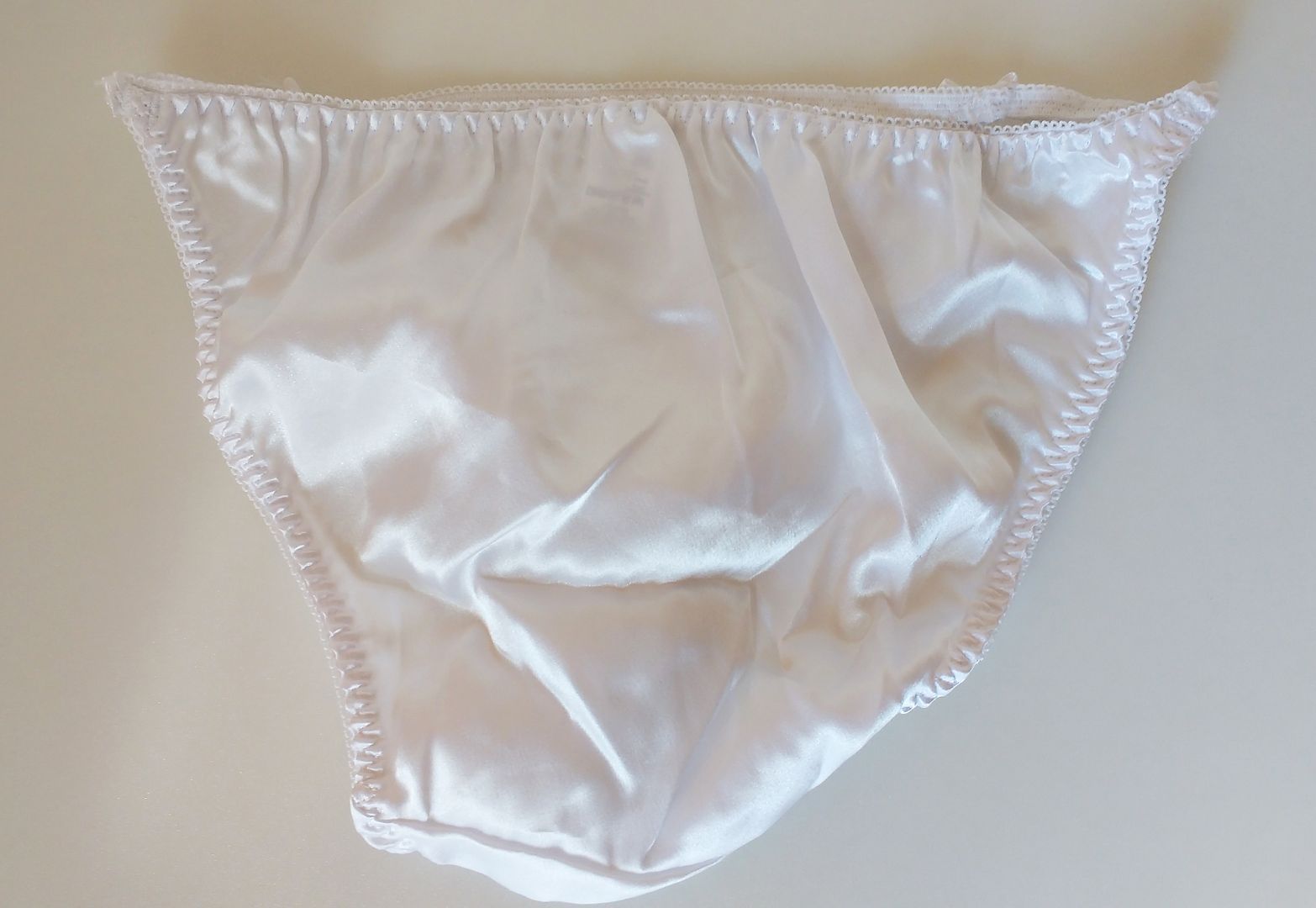 Silky Virgin White Satin String Bikini Panties Tanga Knickers Medium