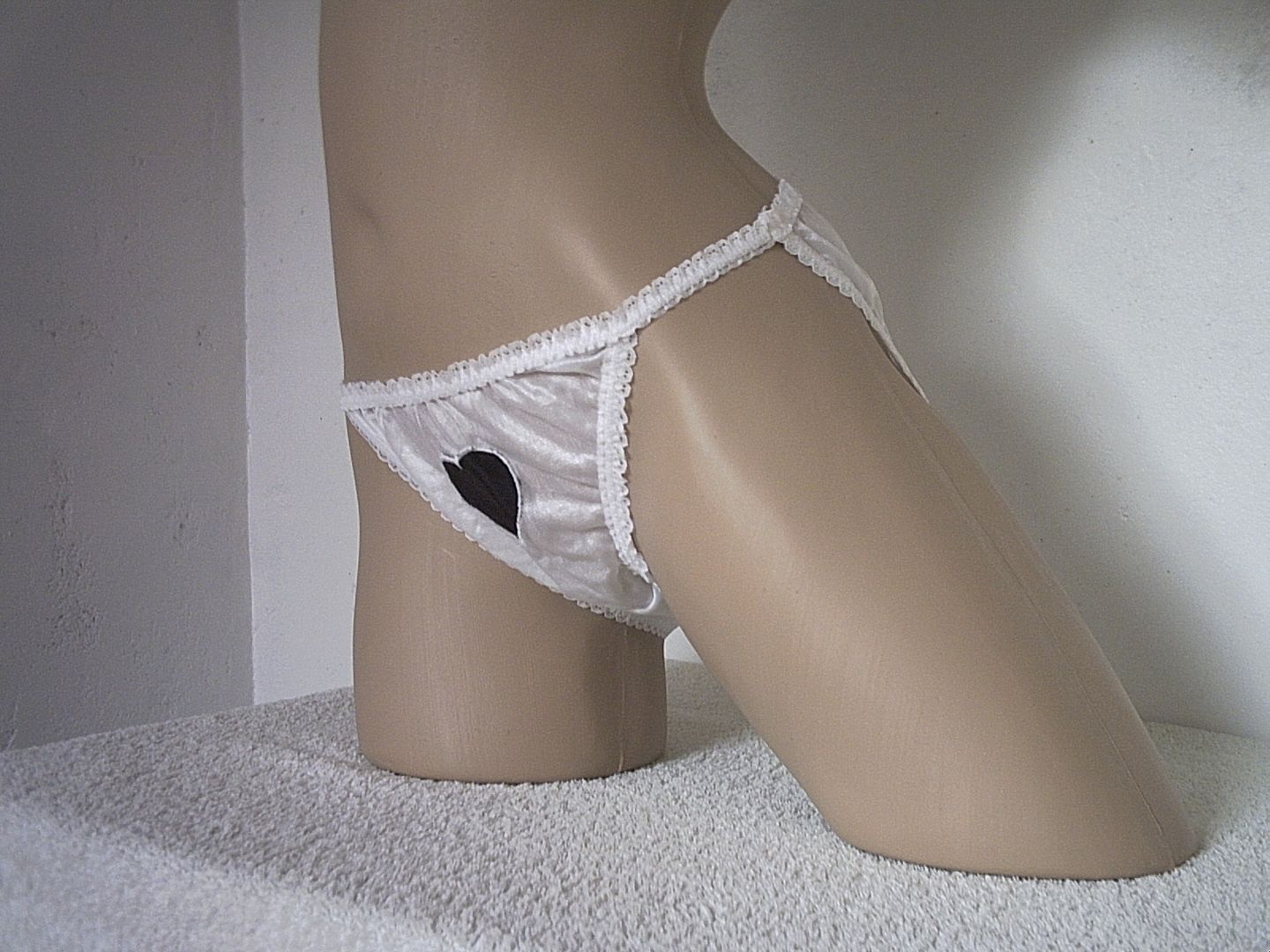 Silky White Nylon String Bikini Tanga Panties Frilly Knickers Love