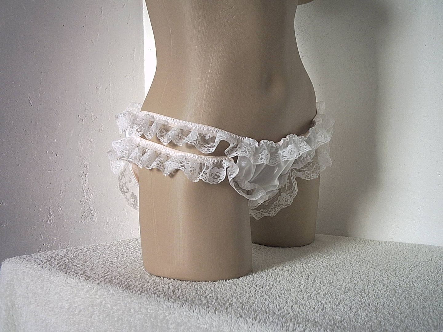 White Sissy Satin 2 String Frilly Knickers Panties LXL EBay